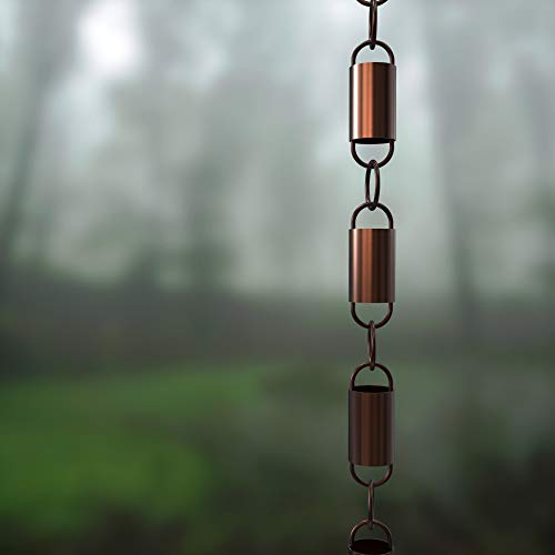 Rain Chains Direct Channel Link Rain Chain, 8.5 Feet Length, 100% Copper, Functional And Decorative Replacement For Gutter Downspouts #TOP5