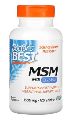 Doctor's Best MSM avec OptiMSM Vegan, 1500mg - 120 gélules végétales - Soutien pour la Mobilité Articulaire