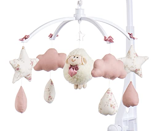 Sleep Baby Móbile Berço Musical e Giratório Ovelha Rosa