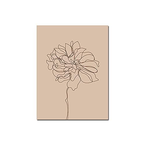 Affiche botanique one line dessin fleurs pour déco de salon moderne
