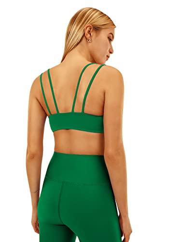 Meivso Women's Seamless Sports Bra Longline Spaghetti Straps Wirefree Workout Yoga Bra Green S #TOP2