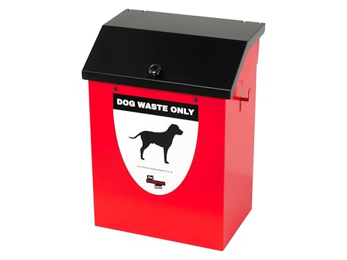 The Workplace Depot Dog Waste Bin with Odour-Locking Lid – 3 mm Heavy-Gauge Powder-Coated Steel Outdoor Pet Waste Disposal Station with Wall and Post Mounting Kit