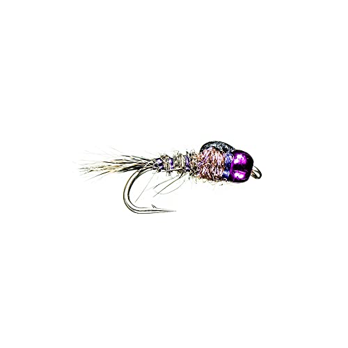 Fly Fishing Flies By Colorado Fly Supply - Hare's Ear Nymph Purple Tungsten Bead Head - Wet Flies For Trout Bass Grayling Perch Bluegill And More - 3 Pack Of Flies For Fishermen #TOP1