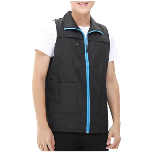 Sleeveless Vest Jackets for Mens Casual Lightweight Pocket Zip Laple Vest Summer Utility for Travel Hiking Fishing