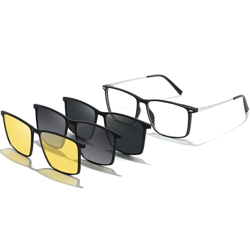 Image of Computer Blue Light Blocking Gaming Glasses Men Polarized Magnetic Clip on Sunglasses for Eyeglasses UV Protection