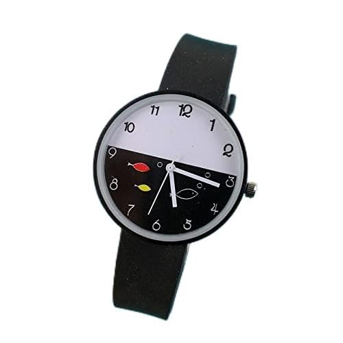 Reloj de niña Relojes de Pescado de Goma Blanda Reloj de Pulsera de Cuarzo de Moda para niña Reloj de Mujer Horas Femeninas Relojes para niñas (Color : Black xy)
