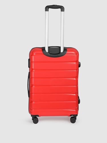 Image of Teakwood Unisex Trolley Bag for Travel, Hard Cabin Trolley Large Travel Suitcase Bag, Lock System 360 Degree 8 Rotating Wheels (55, 65 CM, RED)