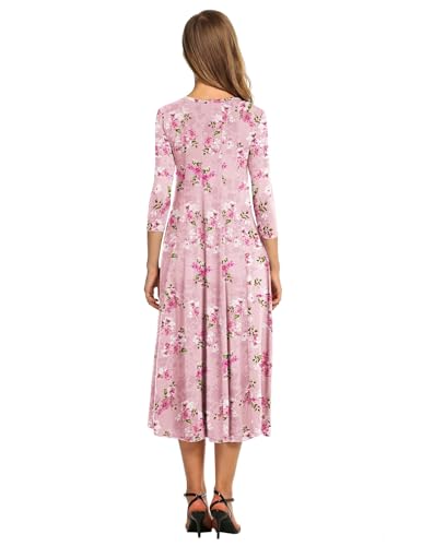 Image of HOTOUCH Women's 3 /4 Sleeve A-line and Flare Midi Long Dress