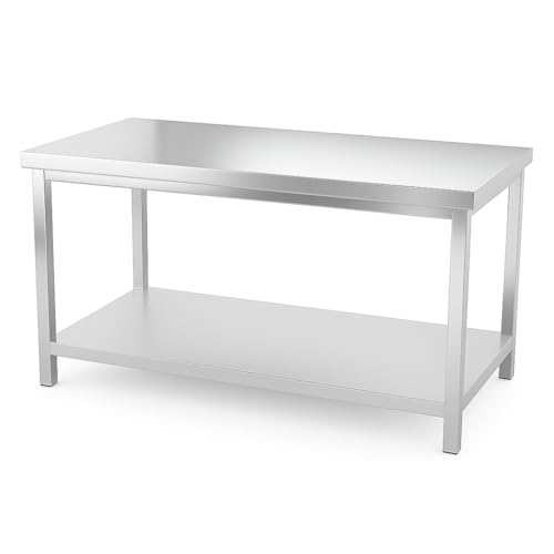Générique Table INOX Professionnelle Centrale – Longueur de 600 à 2000 mm – Profondeur 600 mm – Étagère Basse – Charge 150 kg – Hauteur 850 mm...