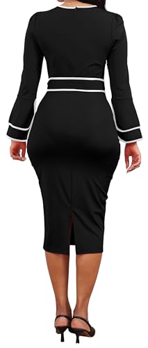 VisiChenup Sexy Dress for Women Crew Neck Long Sleeve Pencil Cocktail Party Dresses4