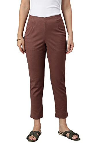 Image of W for Woman Women High Rise Cotton Blend Strechable Slim Pants | Cotton Blend Slim Pants | Trousers