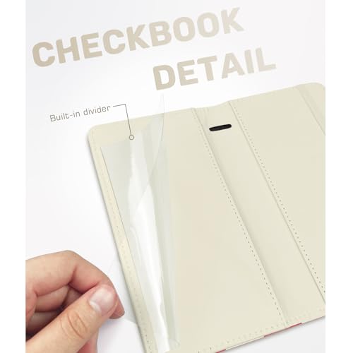 Image of Printed Checkbook Cover, RFID Blocking Checkbook, Stylish, Lightweight, Slim Durable, Multi-Functional Checkbook Holder for Personal and Business Checks (Plaid-Pink)