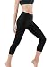 TM-FYP32-BLK_Large Tesla Women's Yoga 21"Capri High-Waist Tummy Control Pants w Pocket FYP32