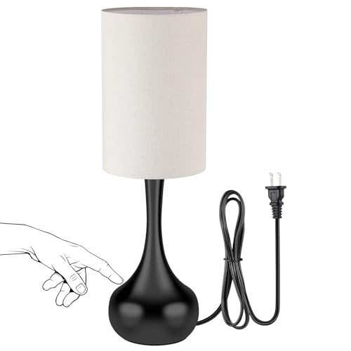 Lámpara de mesa moderna estilo Mid Century negra con control táctil