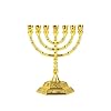 Hanukkah Menorah Candle Holder 7 Branch Candle Stand Jerusalem Candlestick Centerpiece for Jewish Holiday Party Decor Golden Home Decor Ornaments Table Centerpiece Display
