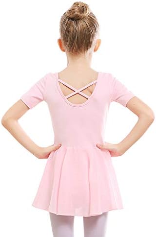 Stelle Girls Skirted Leotard Ballet Outfit Criss-Cross Back Dance Dress (Style 1-Ballet Pink, 4T)