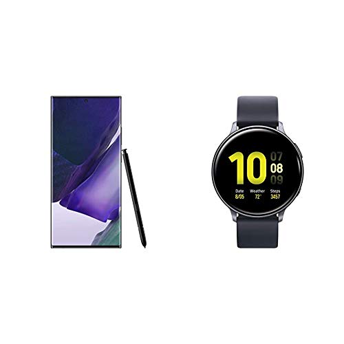 Samsung Galaxy Note 20 Ultra 5G Factory Unlocked Android Cell Phone, US Version, 128GB Storage, Mystic Black & Smart Watch Active 2 (44mm, GPS, Bluetooth) Aqua Black