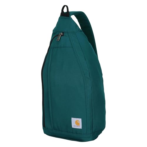 Image of Carhartt Durable Sling Bag, Crossbody Backpack with Side Release Buckle, Tablet Sleeve and Adjustable Strap, Greenstone