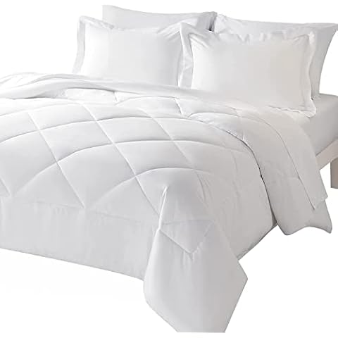 EnvioHome 7 Comforter with Sheets & Pillowcases Set- Queen, White Cover