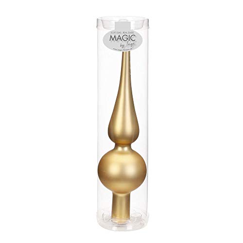 Inge-glas Christbaumspitzen 26cm | Weihnachtsbaumspitzen matt glänzend Baumspitze Spitze Christbaumschmuck (Brokatgold Gold matt) Cover