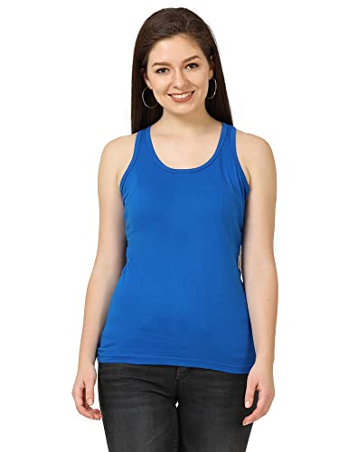 Image of FLEXIMAA Women's Cotton Plain Round Neck Sleeveless T-Shirt