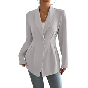 Lightweight Blazer Jackets for Women Casual Open Front Long Sleeve Lapel Pockets Office Blazers Work Suit