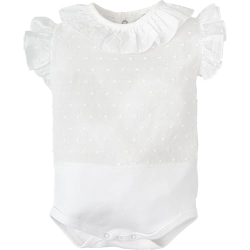 BABIDU Body Exterior Bebé Sin Mangas Algodón 100%, Tejido Plumetti con Volante en Cuello y Hombros, Cierre con Broches en Entrepierna, Ropa Bebé Recién Nacido Unisex