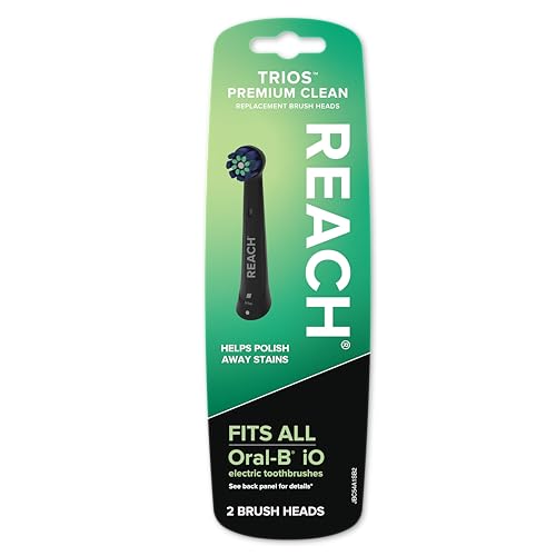 Reach Premium Clean Replacement Toothbrush Heads Black 2 Ct Fits All Oral-B iO Electric Toothbrushes Gentle Triple-Action Soft Bristles to Polish Away Stains Remove Plaque Care for Gums