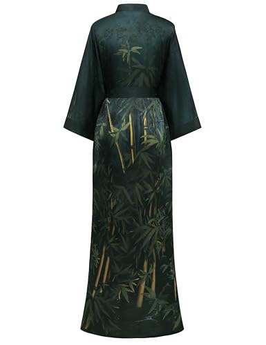 Image of PRODESIGN Kimono Robe for Women - Long Satin Sleepwear Silky Kimono Cover-Up Nightgown Japanese Bathrobe Loungewear Blouse