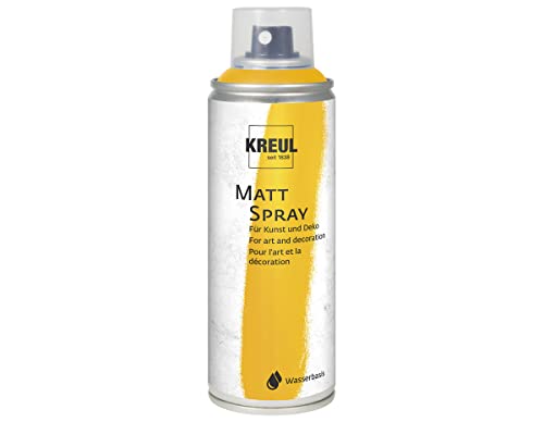 KREUL 76362 - Farbspray, gold 200 ml, klassisch matte Sprühfarbe auf Wasserbasis, hochpigmentiert und wasserfest, styropofest, für Innen und Außen