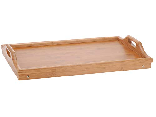 Table de petit déjeuner en bambou, table pour ordinateur portable tablette en bois, table de nuit, plateau, plateau en bambou avec pieds 50 x 30 cm Cover