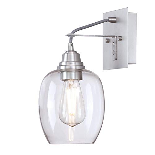 Image of Westinghouse 6574000 Eldon One-Light Indoor Wall Fixture, Aluminum Finish with Clear Glass, Brushed Nickel