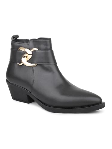 Inc.5 Women Black Mid Top Block Heel Chunky Boots with Buckle Detail (B0CNT5C7SX) Amazon Price History, Amazon Price Tracker