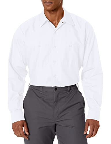 Image of Red Kap Men's Long Sleeve Industrial Work Shirt | Moisture Wicking Button Up, Wrinkle Resistance Fights Fading & Stains