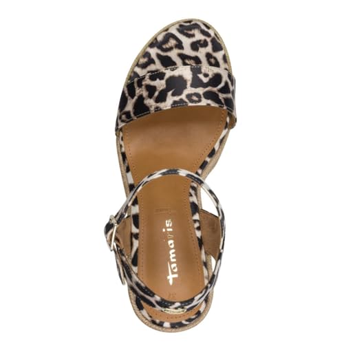 Tamaris Damen Sandalette mit Keilabsatz, braun, 42 EU