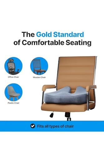 Image of Homerz Premium Orthopedic Coccyx Cushion | 2 Years Warranty | Seat Cushion for Chair, Car Seat Cushions, Memory Foam Sitting Pillow for Tailbone, Sciatica & Back Pain Relief (Pro)