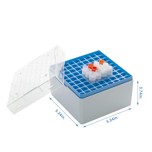 CryoKing 81-Well PC Cryoboxes 3.75in Laboratory Freezer Boxes Vial Storage Box, Assorted Colors, 5 Pcs/Pack