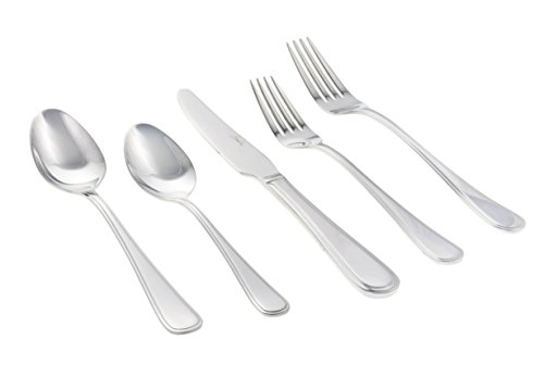 Stainless Steel Flatware Set by MosesMo- Modern & Perfect Weight Utensil Set- 20 or 40 Pieces Set- Everyday Luxurious Mirror Polished Silverware- Restaurant & Hotel Quality (20)