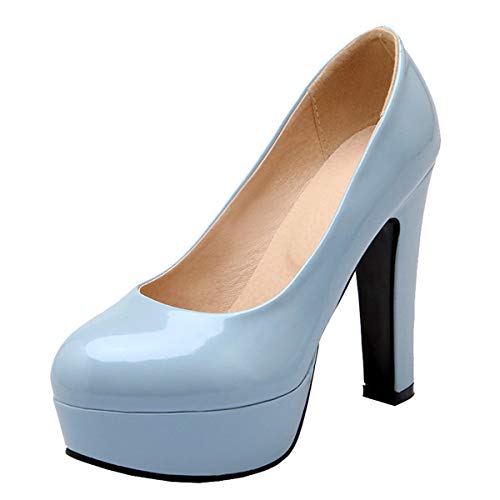LUXMAX Scarpe Donna Decolte Plateau con Tacco Largo Alto Cinturino a T  Scarpe col tacco Scarpe da donna berjaya.edu.my