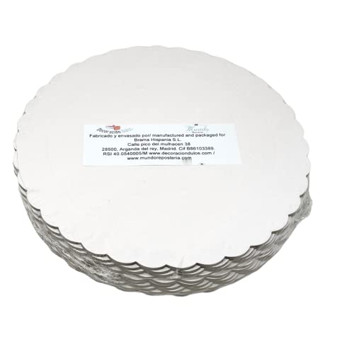 Decoraciondulce 10 x Discos/Bases Extrafuerte de 20cm X 3 Mm. Altura para pasteles (10 X Blanco)
