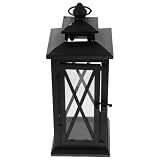 Lanterne tempête d'extérieur : avec socle et poignée, elle peut être posée sur une table ou transportée. porte-bougie chauffe-plat en fer