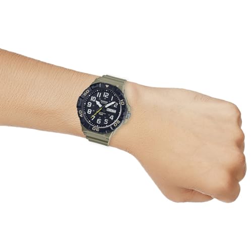 Casio Relógio masculino analógico mostrador preto pulseira de resina MRW-210H-5AVDF., marrom, Marrom