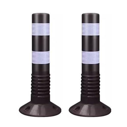 Poteau/Cone de Signalisation, Cônes De Sécurité Routière De 45cm avec Poteau Délinéateur Petit Et Réfléchissant Et Flexible pour Rue, Allée, Parking Et Résidence, Cônes en Plastique(Black,2 Pack)