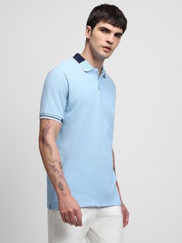 Image of Dennis Lingo Men's Regular Fit Cotton Polo Neck Solid T-Shirt