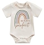 pleastee Rainbow Baby Reveal Romper His Plan is Perfect Infant Bodysuit Boho Clothes Pregnancy Announcement Gender Neutral (Beige His Plan is Perfect,0-3 Months)