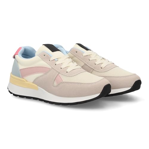 97276 Zapatillas Deportivas Malla Transpirable Suela Ligera con amortiguacion, Cierre de Cordones. Ideal para Mujer, Uso Diario. Rosa Talla 38