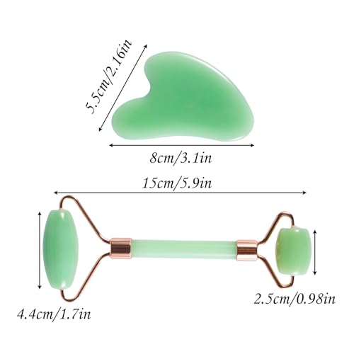 2pcs Scraping Facial Tool Valentine's Day Gift, Includes Roller and Scraping Set Massage Tool Jawline Sculptor Facial Contour Sculpting Tool for Your Skin Care Routine (Light Green Set) - Image 3