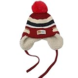 AMateschitz Gorro de punto para niños y niñas, gorro con pompón de punto, gorro de lana con solapa para la oreja y lazos, gorro de invierno cálido para niños, gorro de invierno con pompón de pelo