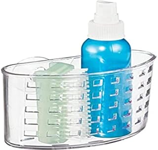 iDesign Basic Suction Shower Shelf, Shower Organiser without Drilling, Made of Plastic, Clear, S