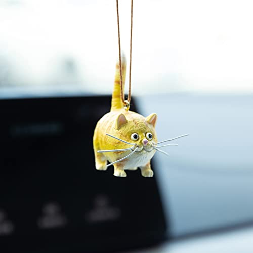 YGMONER Adorkable - Figura colgante de coche con colgante de espejo para colgar en el interior del coche, accesorios para decoración de habitación (gato tigre dorado) Cover